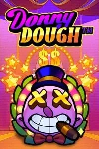 Donny Dough" – Slot di gioco "Donny Dough" con una figura di clown e una torta con il simbolo del dollaro