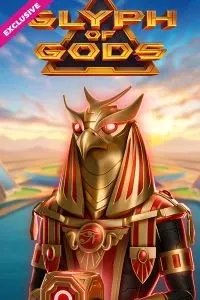 Glyph of Gods" – Slot di gioco "Glyph of Gods" con un antico dio egizio e simboli dorati